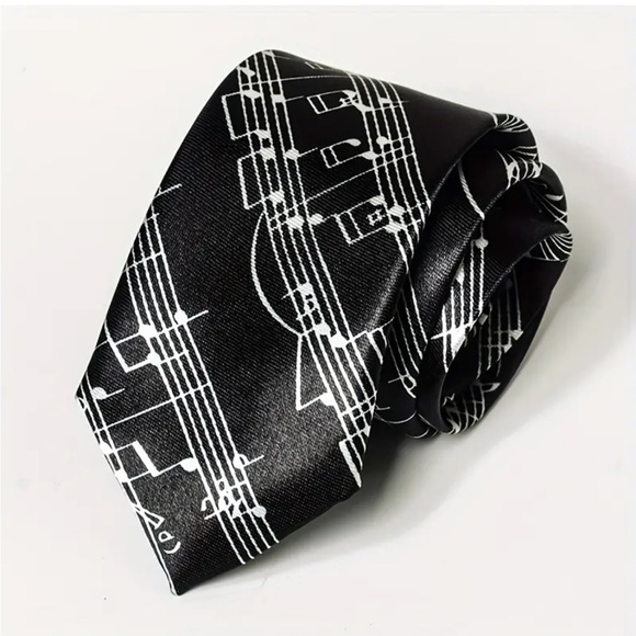 Musical Notes Tie (Black & White / Men or Women) - Picture 2 of 5